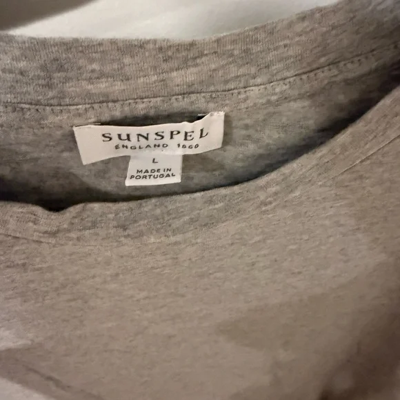 Men's sunspel riviera Crew Neck T-Shirt gray large - Picture 7 of 7